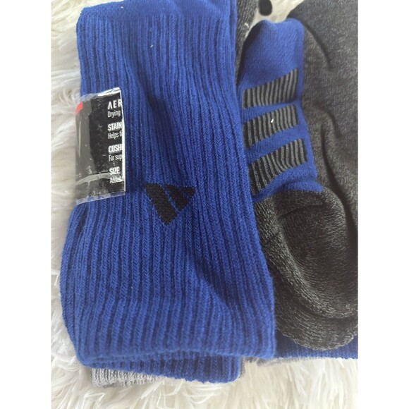 New ADIDAS 3Y-9 Shoe Size Large 6 Pair Crew Socks - Picture 3 of 3